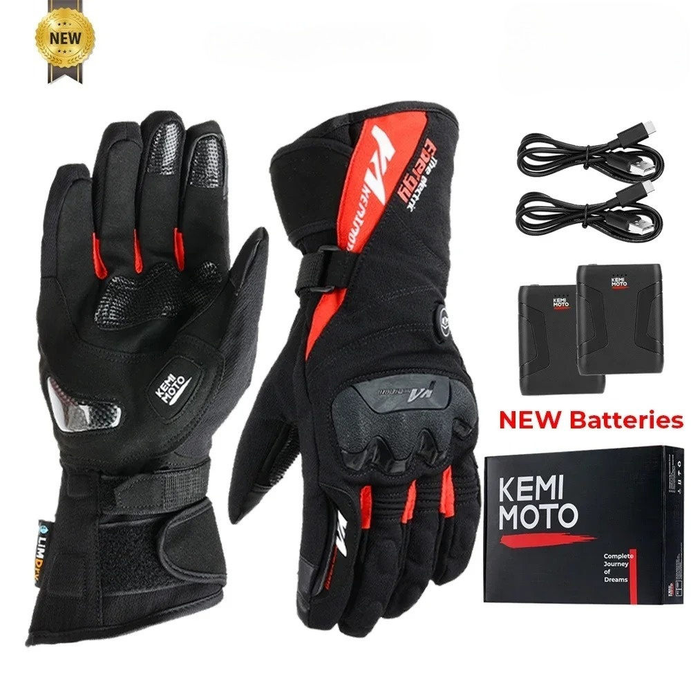 Gant moto chauffant homologué rouge