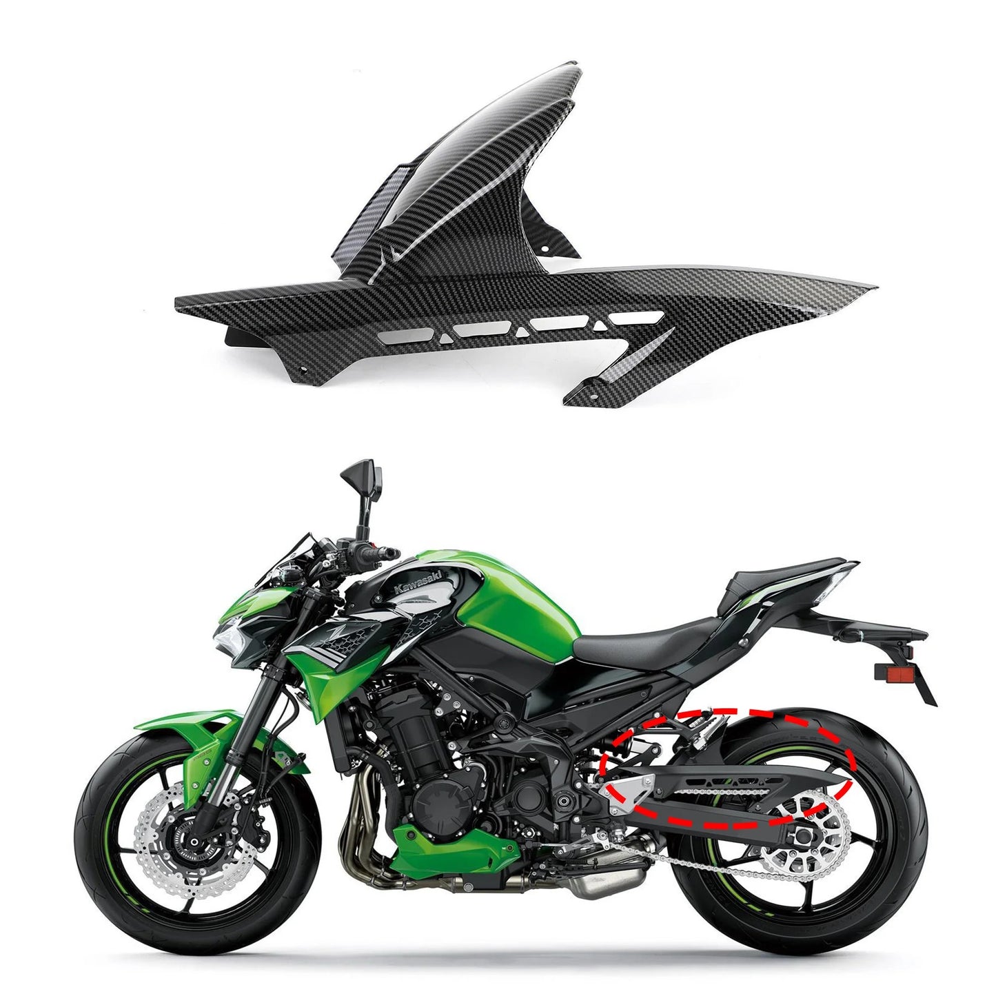 Garde boue arrière Z650 carbone