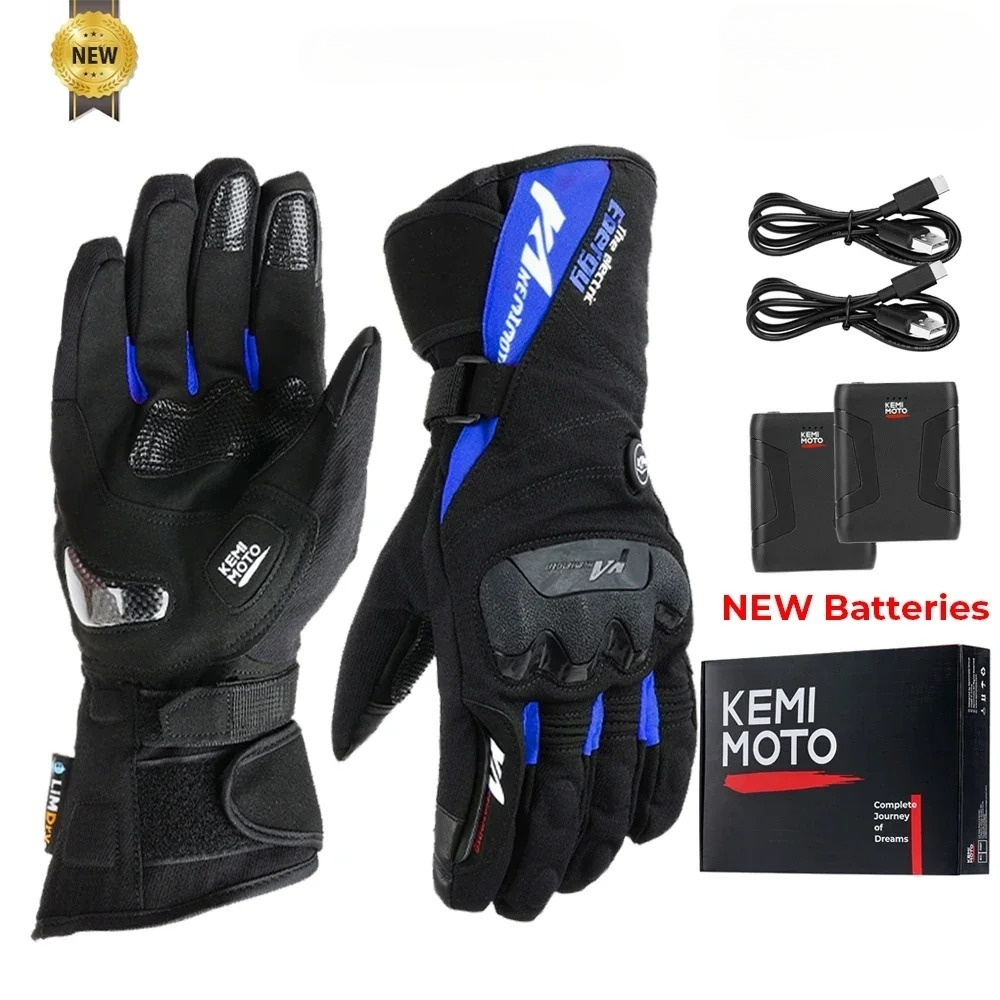 Gant moto chauffant homologué bleu