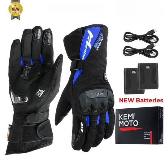 Gant moto chauffant homologué bleu