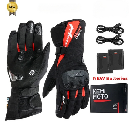 Gant moto chauffant homologué rouge