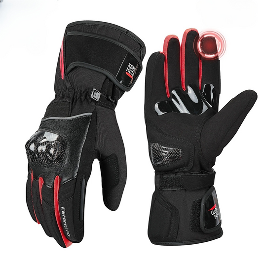 Gant moto hiver rouge carbone