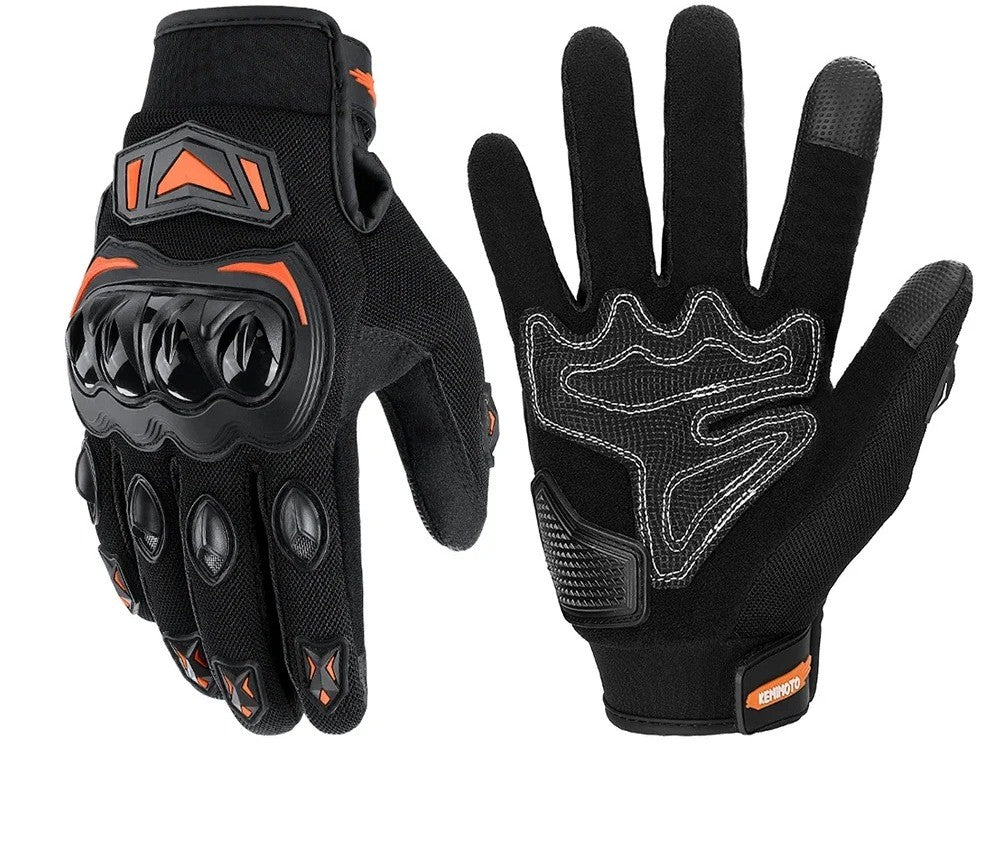 Gant moto mi saison orange