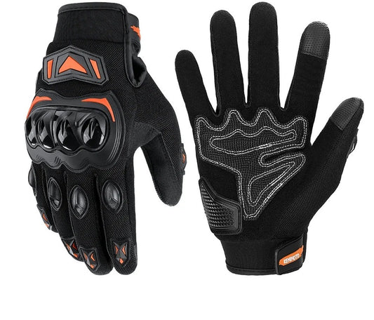 Gant moto mi saison orange