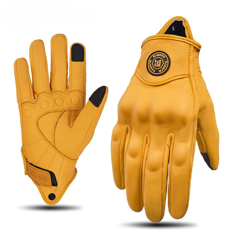 Gant moto cuire jaune