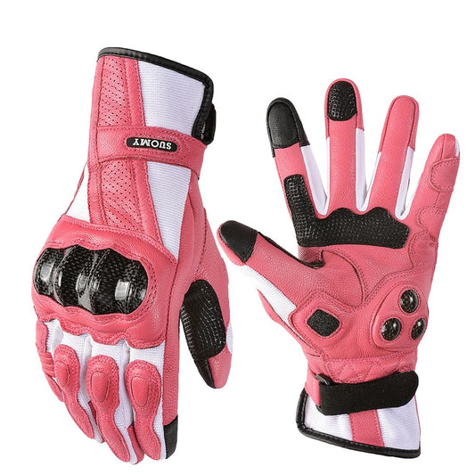 Gant moto hiver femme rose carbone
