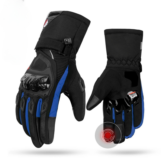 Gant moto hiver tactile bleu
