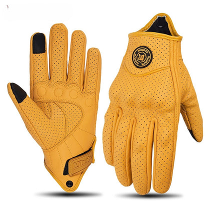 Gant moto cuire jaune