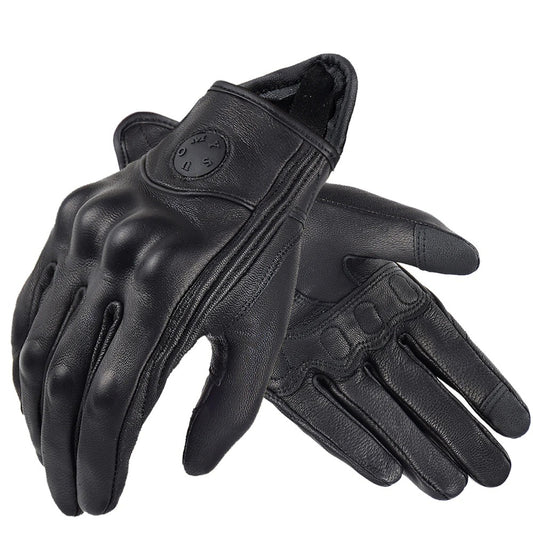 Gant moto mi saison cuir noir